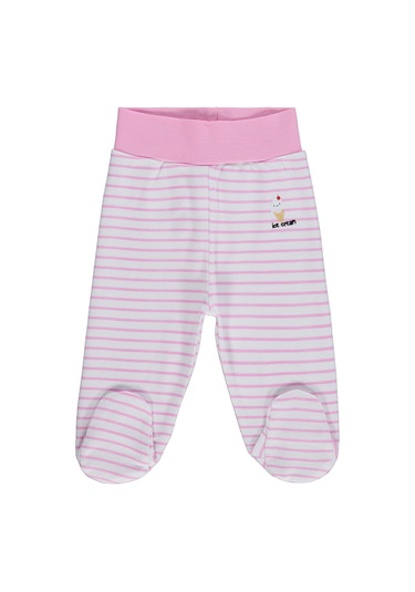 Civil Baby Çizgi Empirme 1-9 Ay Tek Alt Bebe - Beyaz