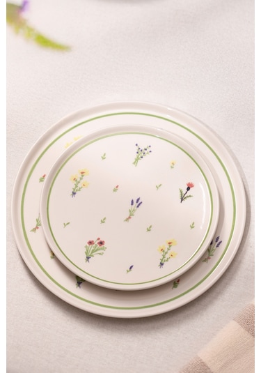 Rakle Botanical Seramik 4'lü Pasta Tabağı Seti 20 Cm Renkli