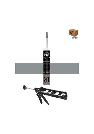 Selsil Ga Silikon 280 Gr. Gri 25 Adet , Plastik Tabanca Gri
