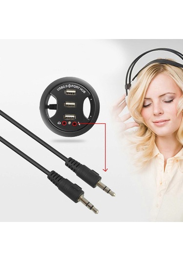 Dizüstü Bilgisayar İçin 3,5 Mm Mikrofon Kulaklık Girişi Ve Usb 2.0 Hub'lı Güç Adaptörü Usb Hub'ı