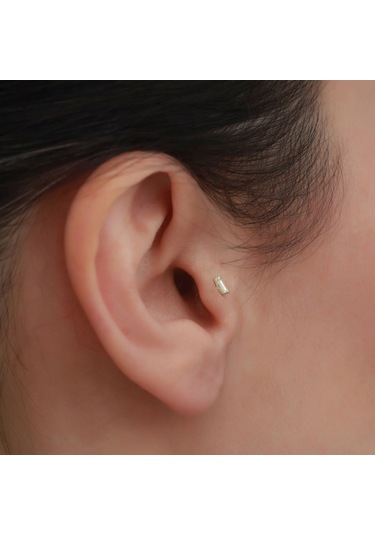 14 Ayar Altın Baget Tragus Piercing Sarı