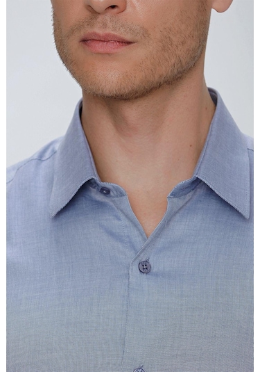 Gk 674 Slim Fit Koyu Mavi Klasik Gömlek Mavi