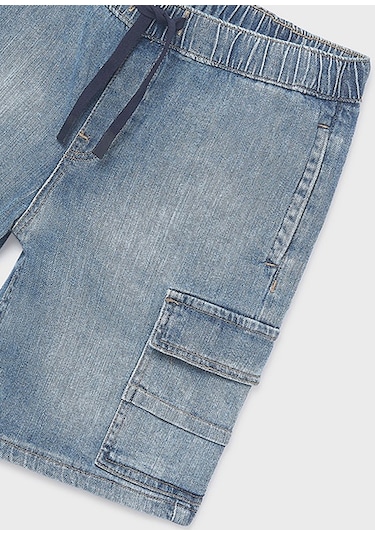 Mayoral Erkek Çocuk Kargo Denim Bermuda Şort Mavi - 066218