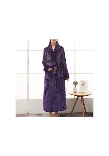 Kadın Bornoz Unisex Havlu Bornozlar Diz Boyu Bornoz Kırmızı