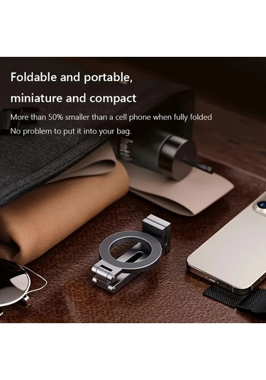 Motion003 1pc Gümüş Alüminyum Alaşım Manyetik Telefon Tutucu Katlanabilir Taşınabilir 3 Gümüş