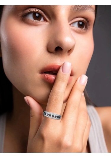 Lamponi Zirkon Ve Spinel Taşlı 925 Ayar Gümüş Halka Yol Parçası 246653073 Gri