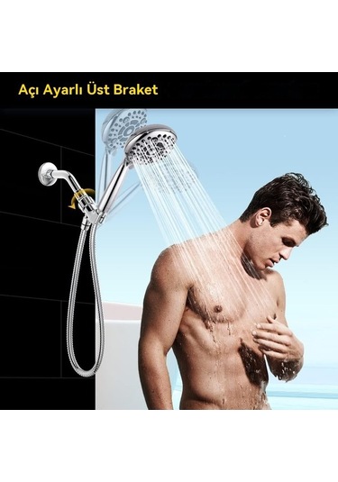 Ulzyvf Standart Şeffaf Premium Pirinç Kolu İçin El Duş Braketi, Ayarlanabilir Abs Başlık, 1/2" Bağlantı, Döner Tutucu, Duş Seti Aksesuarı Şeffaf