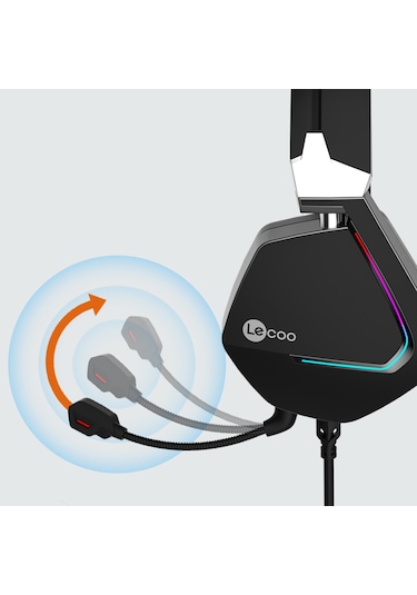 Lecoo HT402 USB Kablolu Surround 7.1 RGB Çıkartılabilir Mikrofonlu Kulak Üstü Gaming Kulaklık