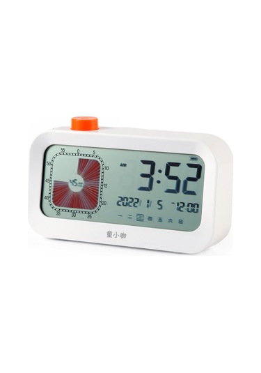 Dofolink Görsel Zaman Yöneticisi Öğrenci Zamanlayıcı - Lcd Ekran İki Gösterim, Geri/sayaç 1-60 Dakika, Takvim/tarih/saat/alarm, 3 Erteleme, Dönme Tuşu Pil Yok Beyaz