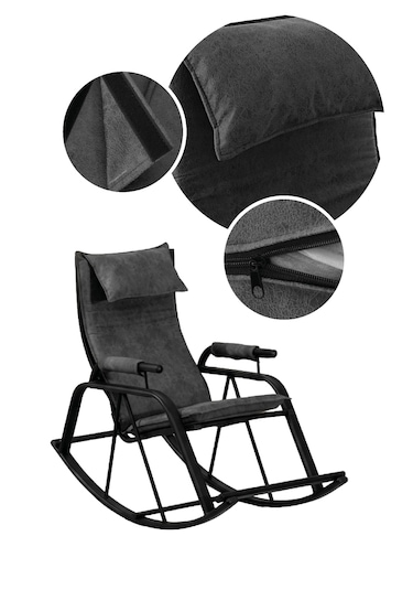 Lumis Garden Relax Sallanan Sandalye, Metal Ayaklı Tv Koltuğu, Sallanan Tekli Koltuk Gri