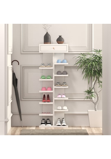 Mbes Mobilya Beyaz Ayakkabılık Beyaz
