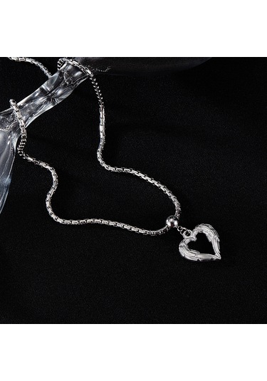 Opk Gx2410 Kişiselleştirilmiş Vintage Tüy Kalp Alaşımlı Kolye Çelik Kolye Çok Renkli