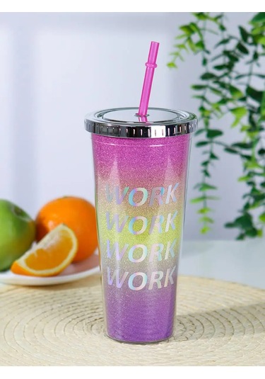 Miland Soğuk İçecekler İçin Kapağı Ve Pipeti Olan Plastik Bardak 169656475 Pembe