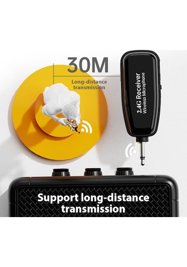 Maiyame Profesyonel 2.4g Kablosuz Saksofon Mikrofon Seti - Gürültü Azaltmalı, Şarj Edilebilir, 30m Menzil