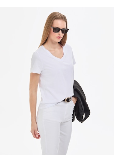 Pierre Cardin Kadın Beyaz Tişört Basic 50326875-vr013