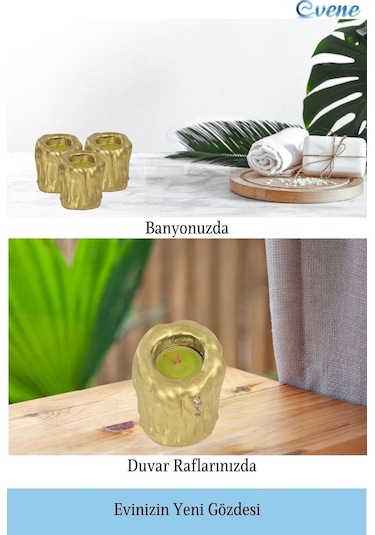 Mumluk Şamdan Tealight Mum Uyumlu Orta Erimiş Mum Model - Altın