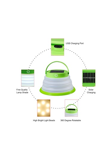Qingmipy Güneş Enerjili Katlanabilir Kamp Lambası - 3 Aydınlatma Seviyesi, Ipx6 Su Geçirmez, Taşınabilir 6 Led Işık Beyaz