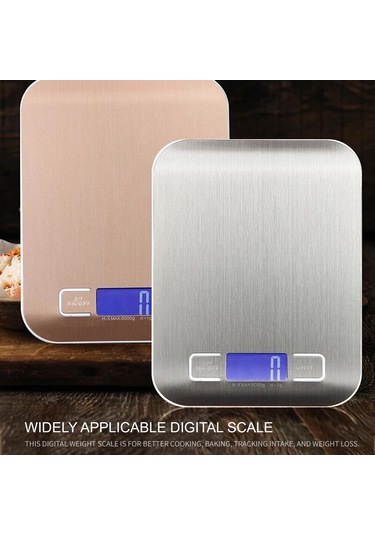 Kosona Gümüş Pembe Paslanmaz Çelik Mutfak Dijital Terazi, 10kg/1g Hassasiyet, 5 Ağırlık Birimi G/kg/lb/oz/ml , Otomatik Kapatma, Lcd Ekran Pil Yok Diğer