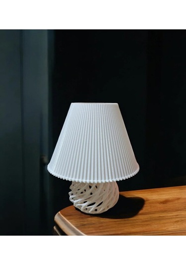 Twister Model Özel Tasarım Masa Lambası Ve Abajur - Beyaz Çok Renkli