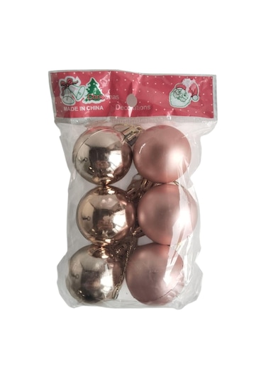 Yılbaşı Top Süs Rosegold - Pembe 4cm 6lı Mat-parlak