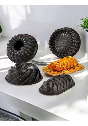Doremcy Eda 4'lü Kek Kalıbı Seti Siyah Siyah
