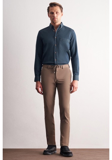 Koyu Vizon Yan Cep Düz Paça Slim Fit Chino Casual Pantolon 1003255158 Koyu Vizon