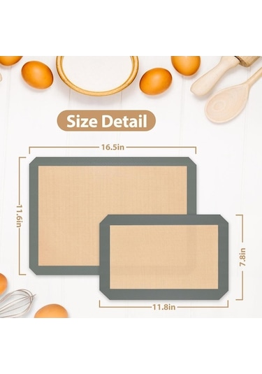 Maoyaya Silikon Pişirme Matı, 3'lü Paket - Yapışmaz, Isıya Dayanıklı, Gıda Güvenli, Sarı-gri Sarı - gri