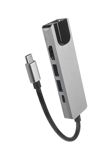 Hytech Hy-usbc80 4k 30hz Gri Metal 2xusb3.0 1xhdmı, 1xpd Gigabit Type C Adaptör-129132