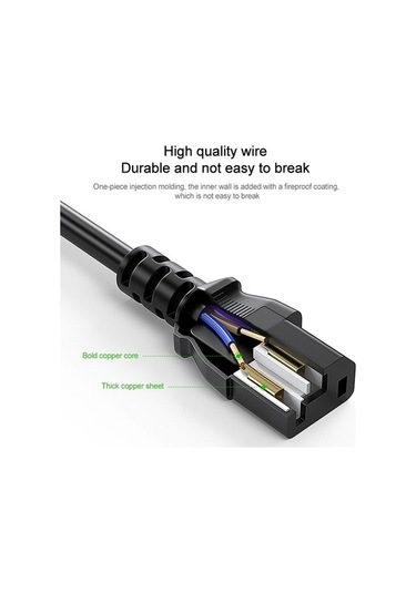 Novahub Anahtarlı 3 Çatal Ac Güç Kablosu, 1.2m Siyah 304 Kalite, Uzunluğu Uygun