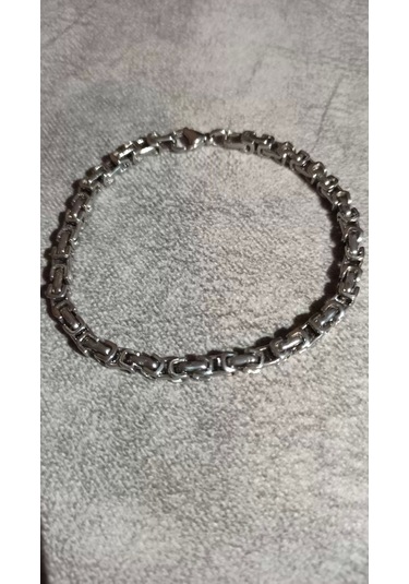 Gümüş Renk, Modern Halkalı Paslanmaz Çelik Erkek Bileklik 22 Cm Çok Renkli