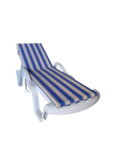 Mirzademarket Şezlong Minderi Standart Su Geçirmez Malzeme-Karde Mavi Krem