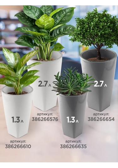 Ho'me Fitilli Sulama Sistemli Çiçek Saksısı 2 Adet 1,3 L 386266579