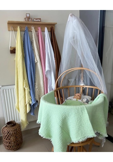 Bebekler İçin Çok Amaçlı Müslin Örtü 100x100 Cm - Yeşil