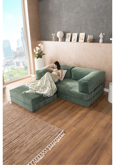 Good Night Legom Köşe Koltuk & Aktivite Yatağı & Uzanma Koltuğu Yeşil