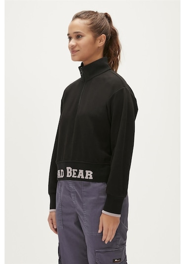 Bad Bear Zoe Half-zip Siyah Yarım Fermuarlı Kadın Sweatshirt-siyah Siyah