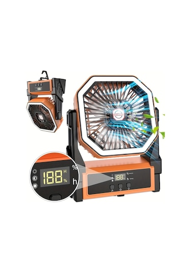 Motion003 Turuncu Taşınabilir Fan Pil İle Çalışır Açık Hava Ve Ev İş Yeri Kullanımı Uzaktan Kumandalı