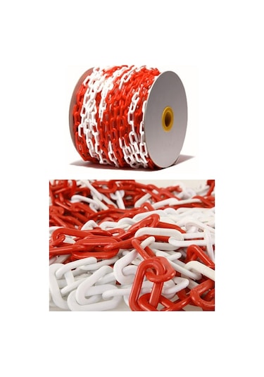 Mfk 8 Mm Plastik Zincir 1 Metre Kırmızı Beyaz Renk