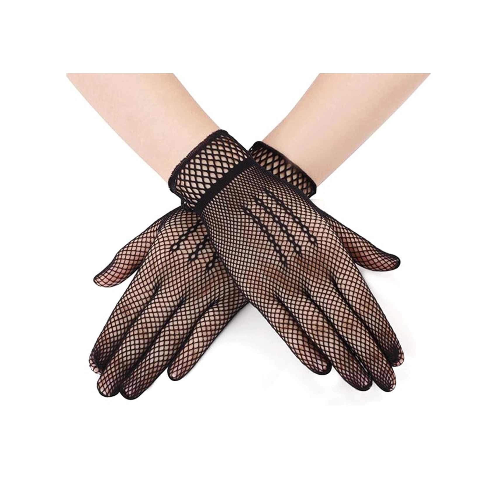 River World Parmaklı Örgü Eldiven Siyah Renk File Likralı Çok Renkli