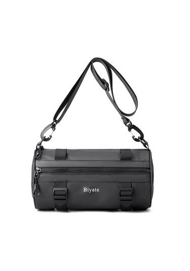 Erkekler İçin Şık Ve Fonksiyonel Tek Omuz Çanta - Hong Kong Tarzı Silindir Formda Messenger Çanta, Trend Desenli Ve Dayanıklı Film Kaplama, Spor Ve Günlük Kullanım İçin Pratik Göğüs Çantası Gri