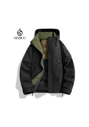 Yeni Tek Renk Su Geçirmez Sıcak Ceket Siyah