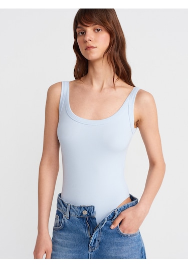 Dilvin 21053 Askılı Bodysuit-açık Mavi Açık Mavi