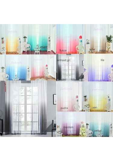 Brillant Tül Perde - Renk Geçişli Tül - Renkli Tül Perde