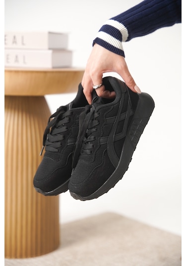 Garantili D0120 Günlük Ortopedik Kadın Sneaker Spor Ayakkabı Siyah