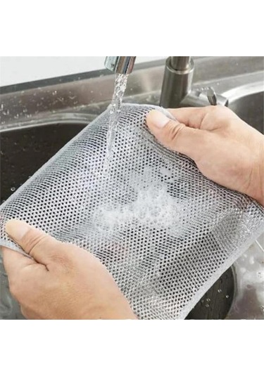 3 Adet Telli Bulaşık Bezi Ovma Teli Pratik Çizmez Bulaşık Süngeri Çok Amaçlı Temizlik Süngeri