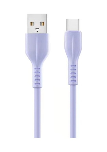 1 Metre Mor Silikon Tip C Kablosu - 2a Hızlı Şarj Ve Veri Transferi - Dayanıklı Malzeme İle Tüm Tip C Cihazlara Uyumlu