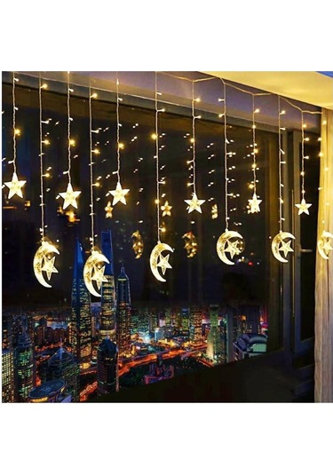 Ay Yıldız Perde Led Günışığı Fişli Beyaz