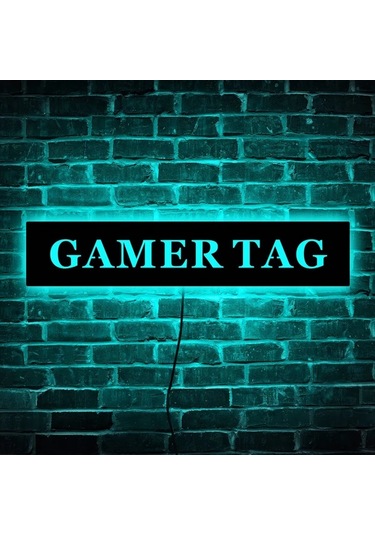 Willowhaven 1 Adet Font 15 11.81x2.36 Inç Özelleştirilebilir Oyuncu Isimli Usb Led Gece Lambası Oda Dekoru Ahşap