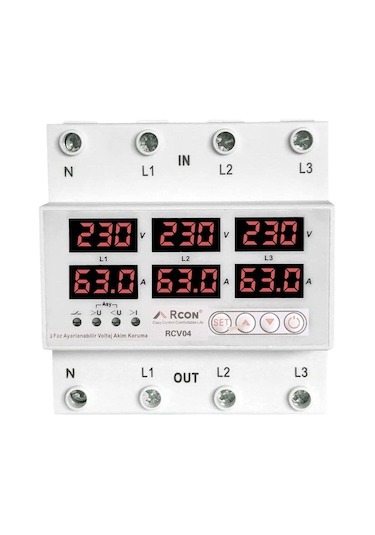 Rcon Rcv04 Trifaze Akım Ve Voltaj Korumalı Sigorta 63a