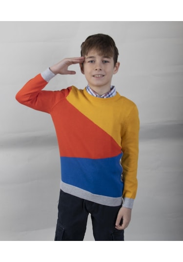 Alexandergardı Desenli Çocuk Triko Kazak C21-18677 01 001