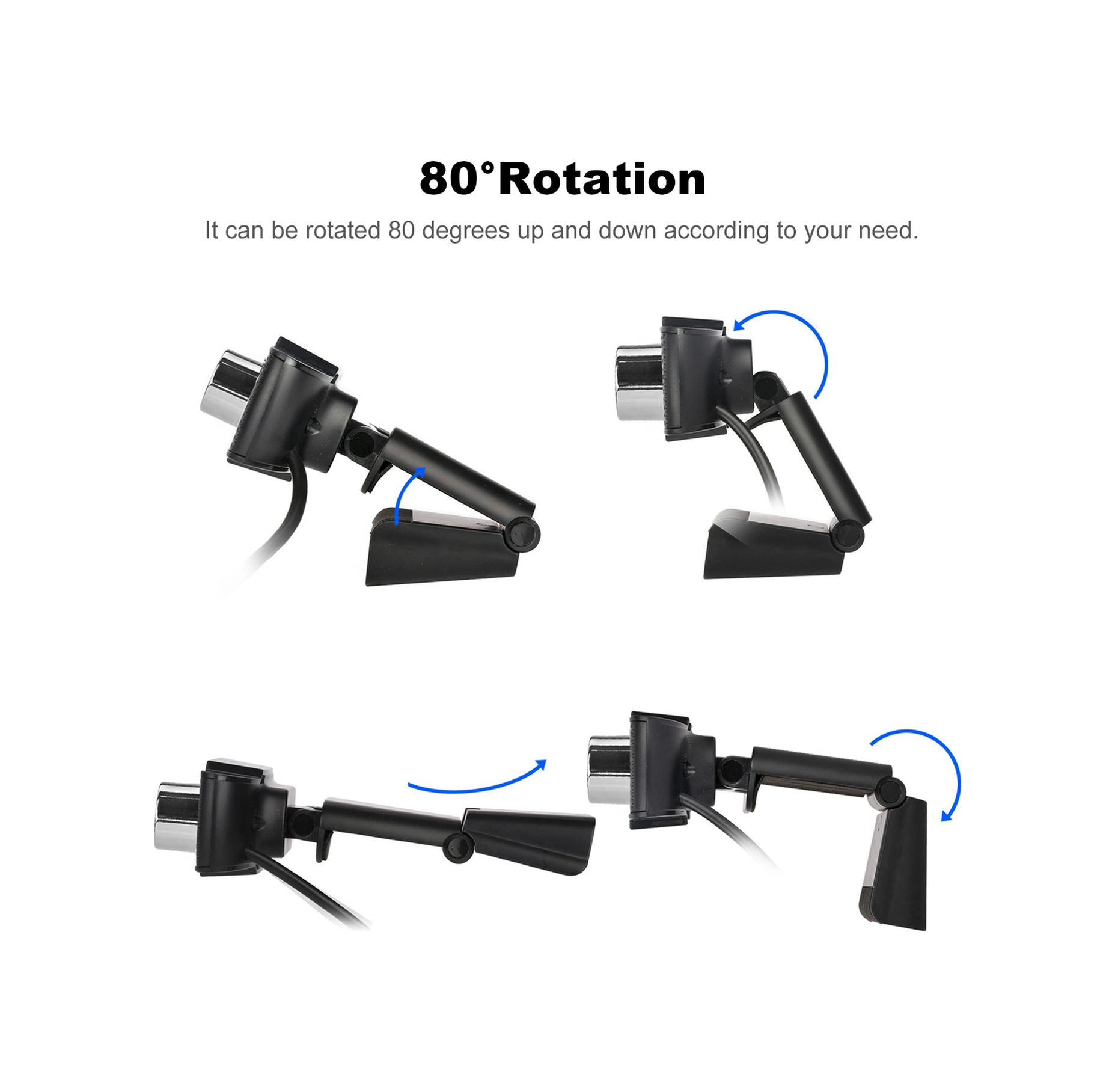 Youmex Usb 2.0 Web Kamera, 720p Hd, 120 Geniş Açı, 80 Ayarlanabilir, Gürültü Engelleme Mikrofon, Plug & Play, Çeşitli Yazılımlarla Uyumlu Qq, Skype, Facebook
